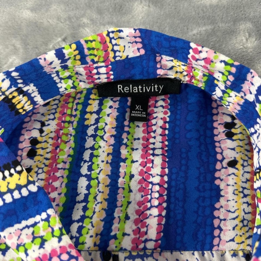 Relativity multi-colored striped button-up shirt … - image 3